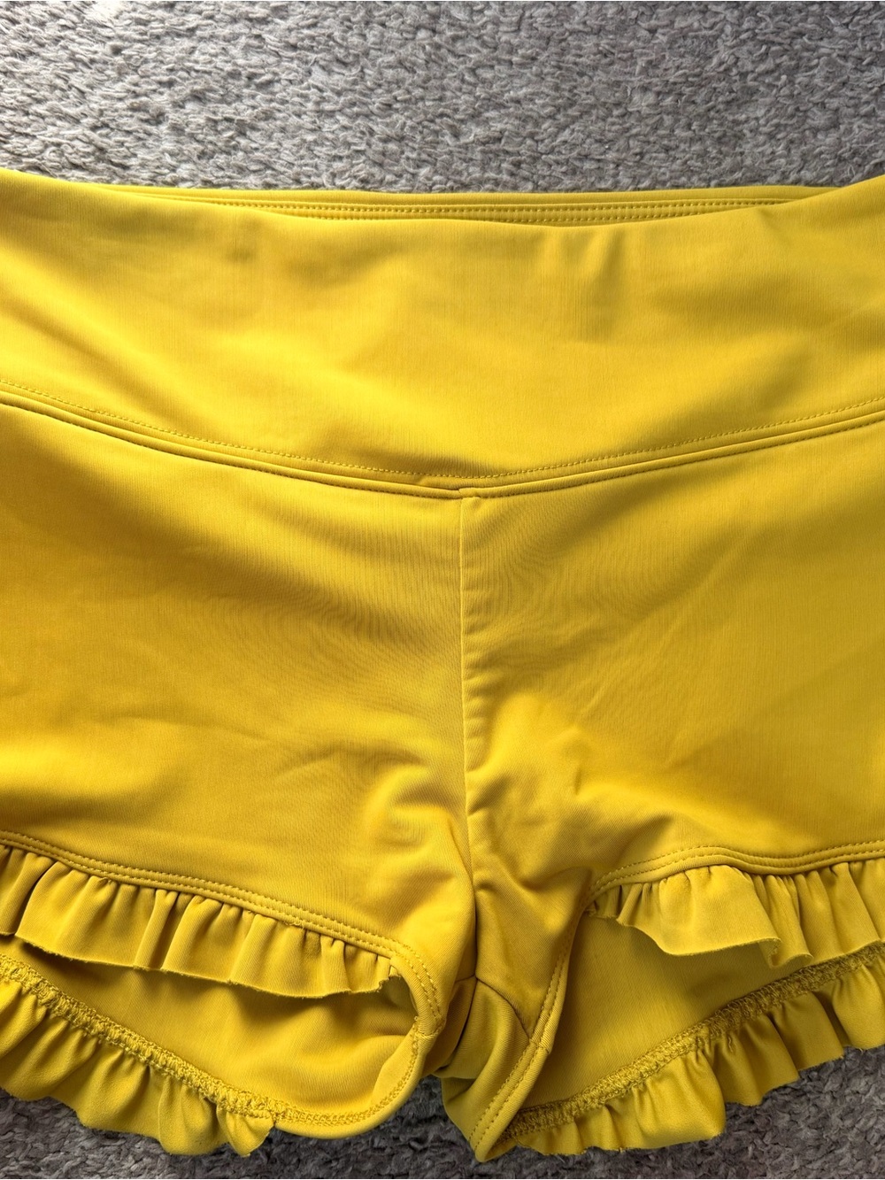 High-Rise Yellow Ruffle Skort Shorts for Women